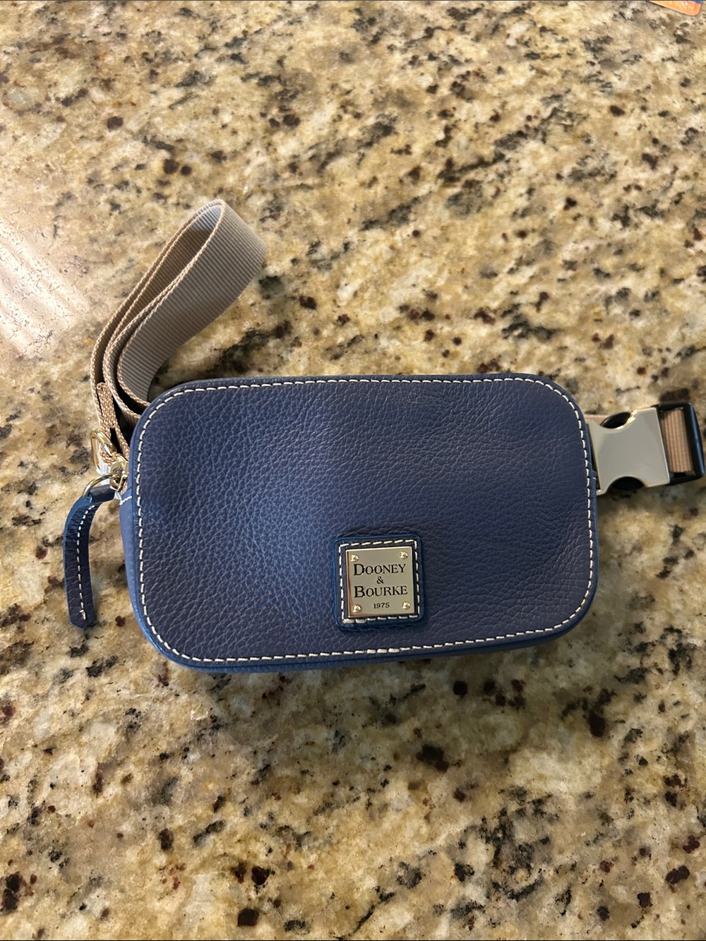 Dooney & Bourke Blue Pebbled Leather Crossbody Belt Bag